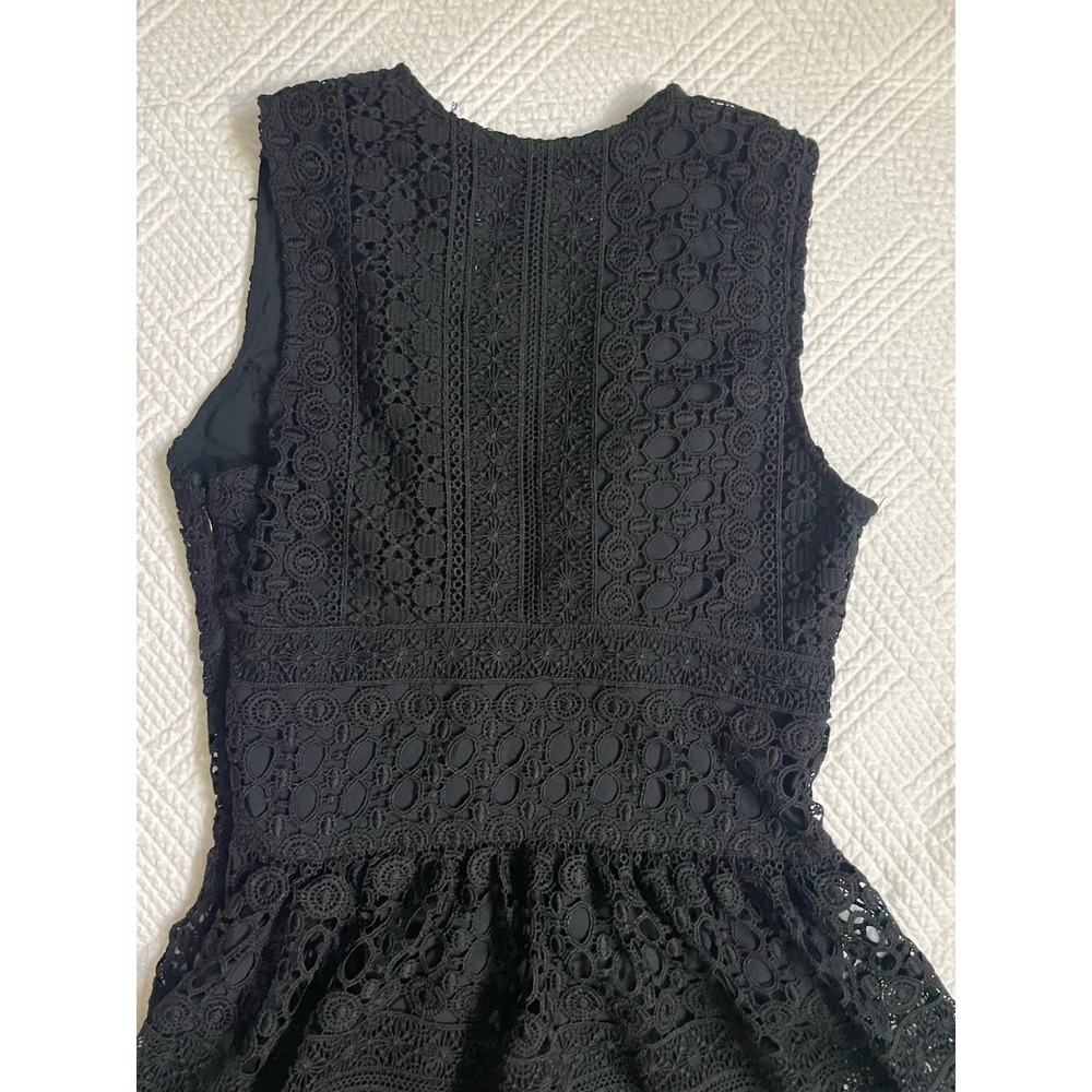 Abercrombie & Fitch Womens V-neckline Lace Crochet Skater Dress Black Sz 0 - Picture 6 of 10